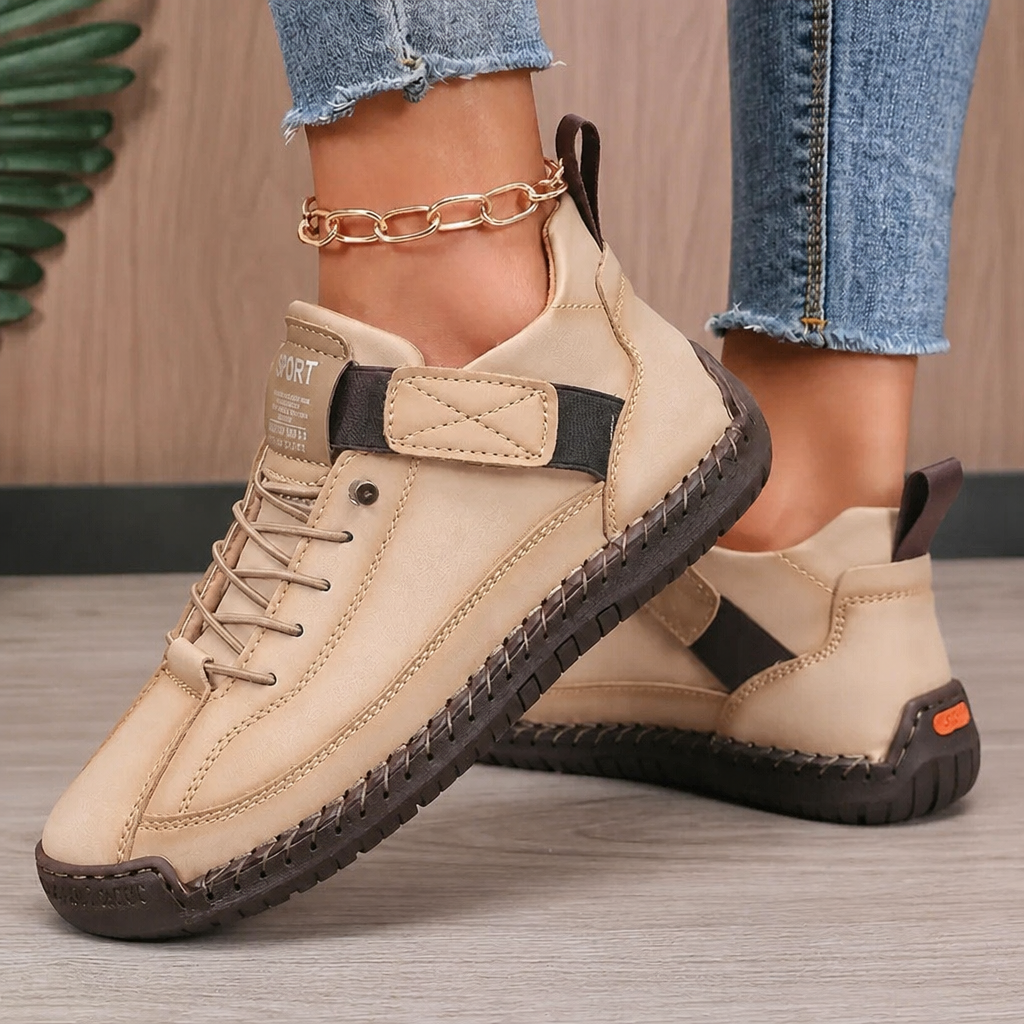 Melania - sneakersy ortopedyczne damskie, kolor beżowy