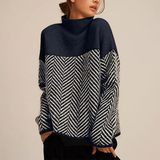 Elwira — sweter o fakturalnym splocie, kolor Granatowy