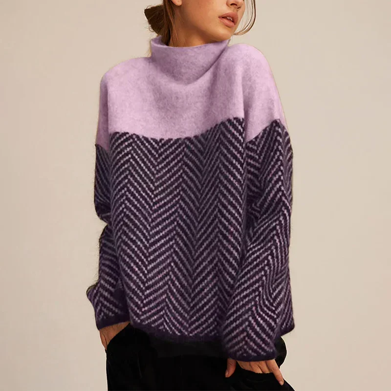 Elwira — sweter o fakturalnym splocie, kolor Fioletowy
