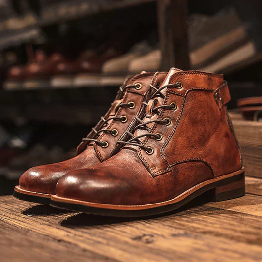 Mirosław - Męskie buty retro z oxkrągłym noskiem