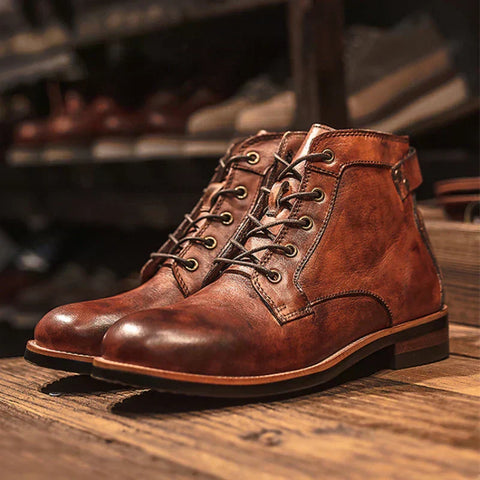 Mirosław - Męskie buty retro z oxkrągłym noskiem