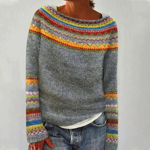 Wiktoryna | Miękki sweter w prążki z okrągłym dekoltem